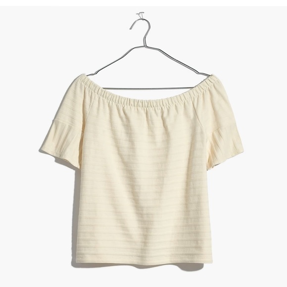 Madewell Off the shoulder texture top, cream, sz M, short sleeve, knit - Picture 2 of 13